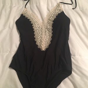 Black One Piece with Lace Detail💞